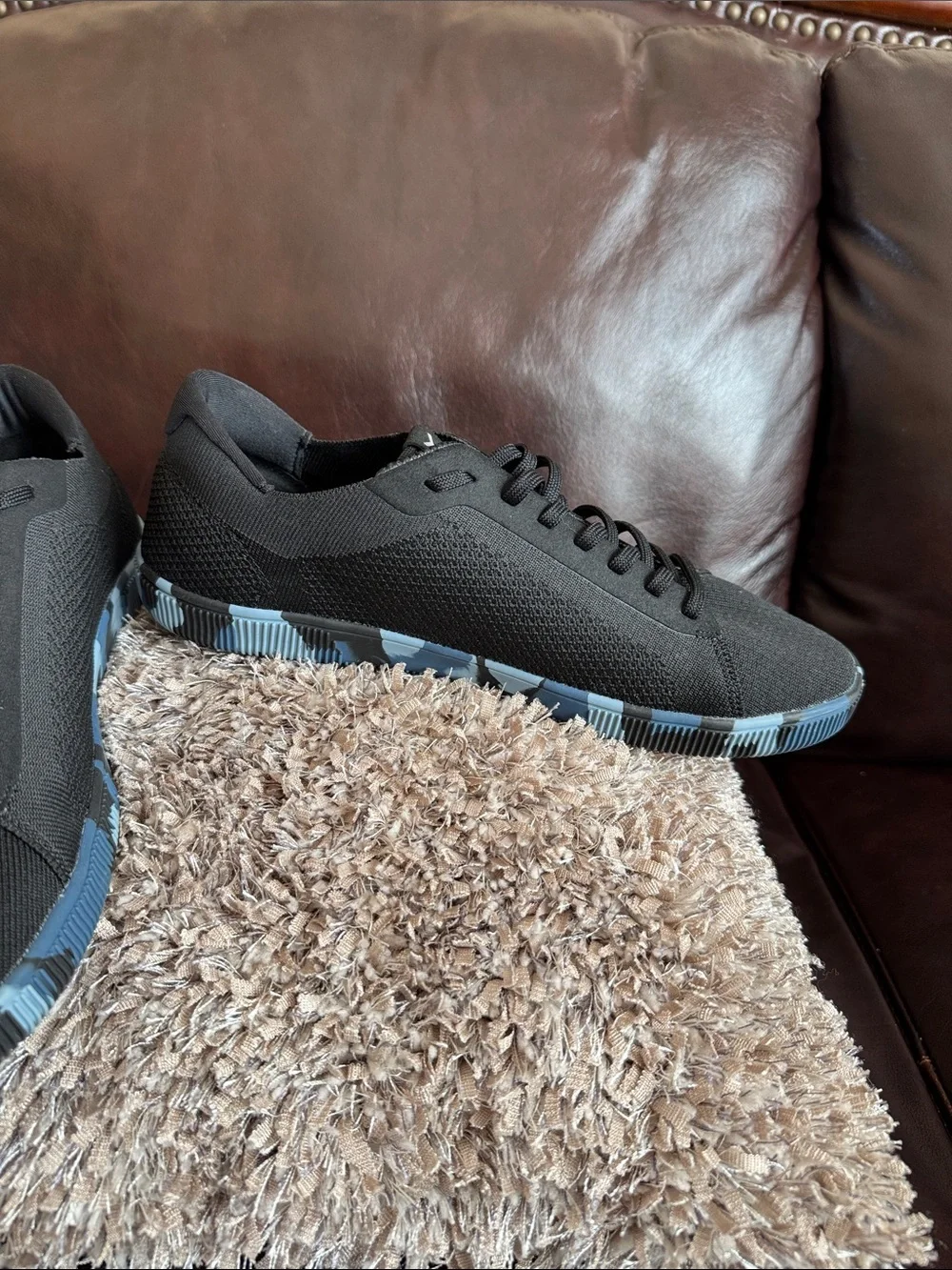 Men's Black Knit Low-Top Sneakers by